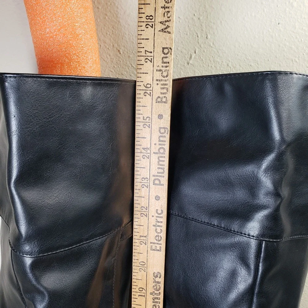 Faux Leather Over The Knee Tall Boots Black Faux Leather Indie Sleeze Size 10